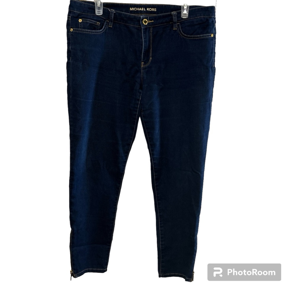 Michael Kors Jegging Women’s Size 12 Blue Ankle Gold Metal Zip